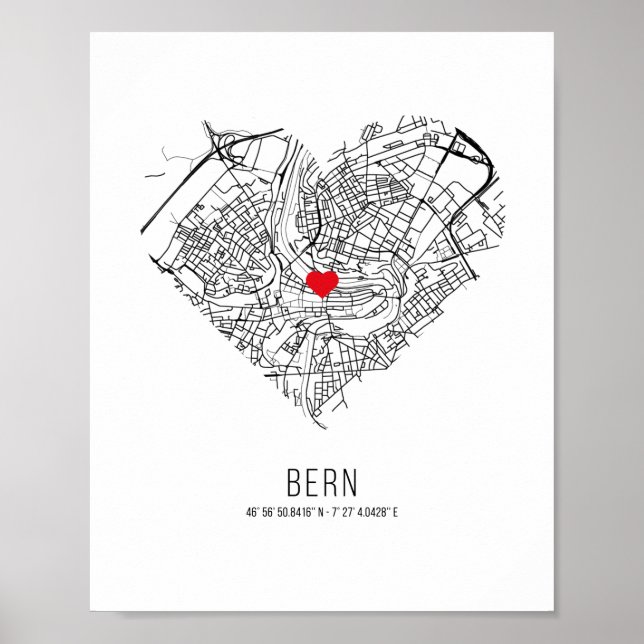 Heart Bern City Map (Switzerland) Poster (Front)