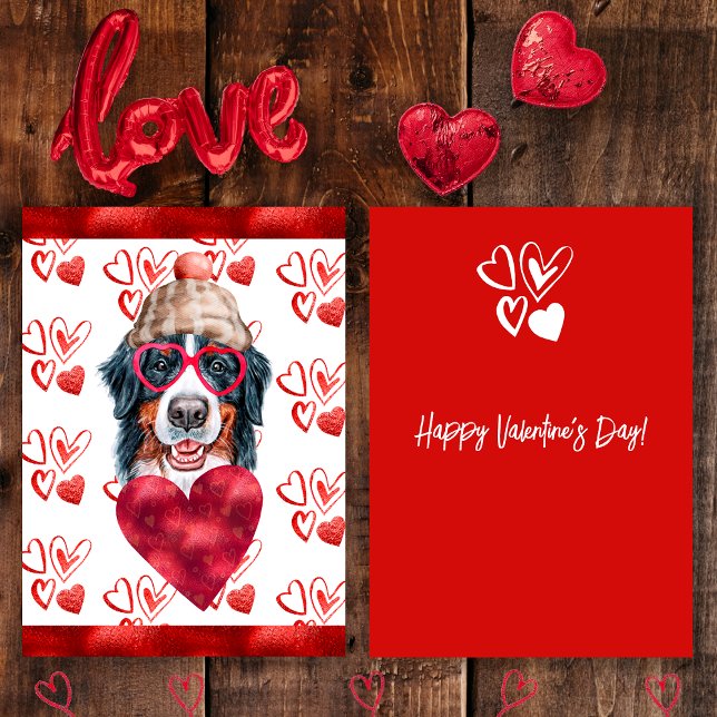 Heart Bernese Mountain Dog Lover Valentine Gift Holiday Card (Creator Uploaded)