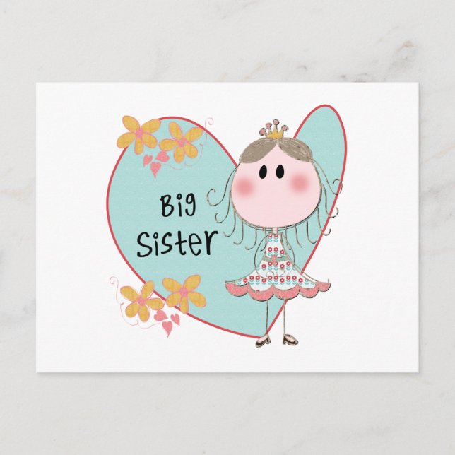 Heart Big Sister Postcard (Front)