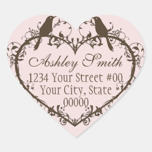 Heart & Birds Address Sticker