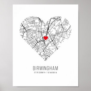 Heart Birmingham City Map (United Kingdom) Poster
