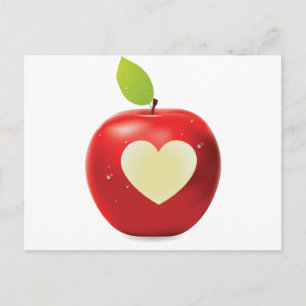 Heart bite red apple postcard