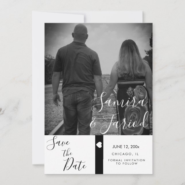 Heart Black  Banner Photo Save the Date (Front)