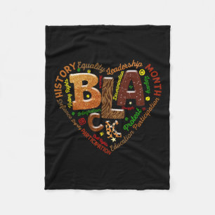 Heart Black History Month Melanin Lover African Am Fleece Blanket