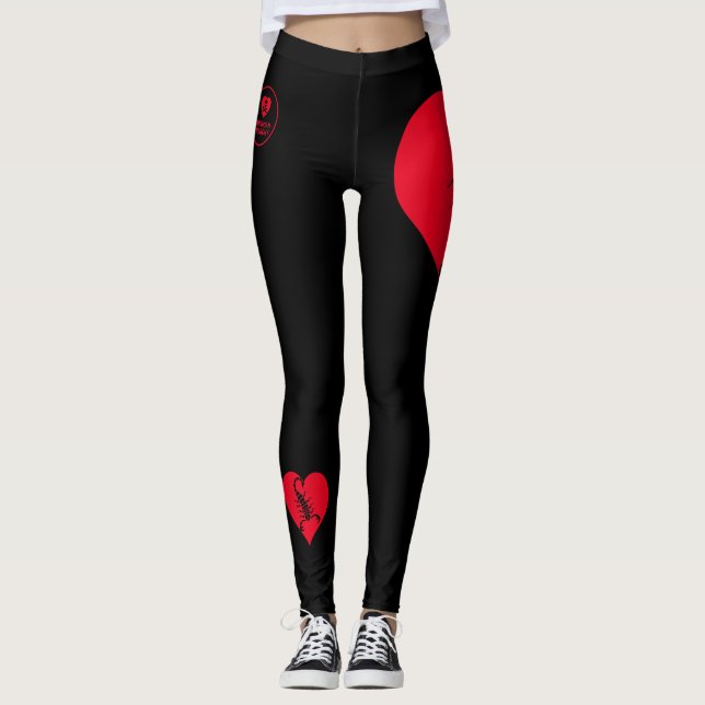 Heart - Black Red - Emo - Goth - Leggings (Front)