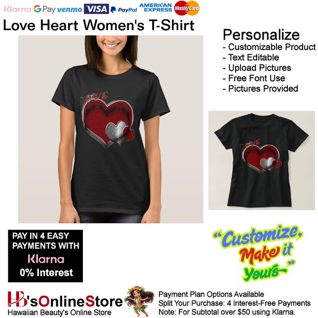 Heart Black Women's T-Shirt  (Love Heart Women's T-Shirt with Black Background.)