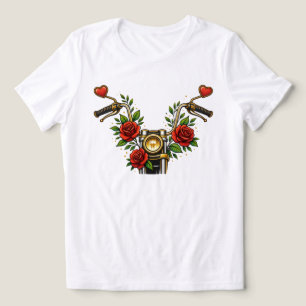 Heart Bloom Rider Women’s Floral Motorcycle T‑Shir Tri-Blend Shirt