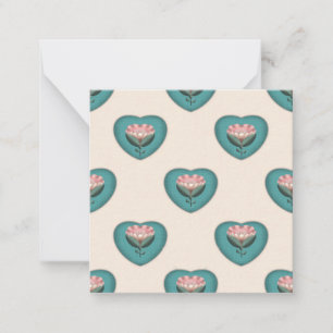 Heart Blossom Floral Pattern Retro Scandinavian Card