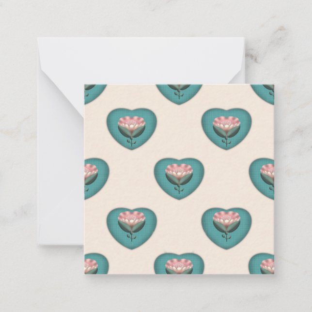 Heart Blossom Floral Pattern | Retro Scandinavian  Card (Front)