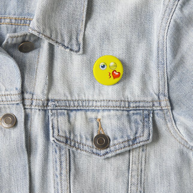 Heart Blow Kiss Love Emoji 3 Cm Round Badge (In Situ)