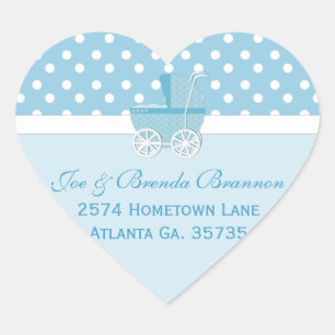 Heart Blue Carriage and Polka Dots Address Labels
