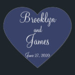 Heart Blue Nautical Wedding Stickers<br><div class="desc">Heart blue nautical wedding stickers with customisable text</div>