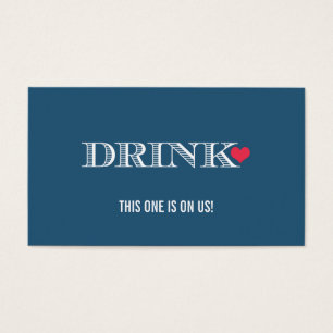Heart Blue Red Wedding Drink Ticket