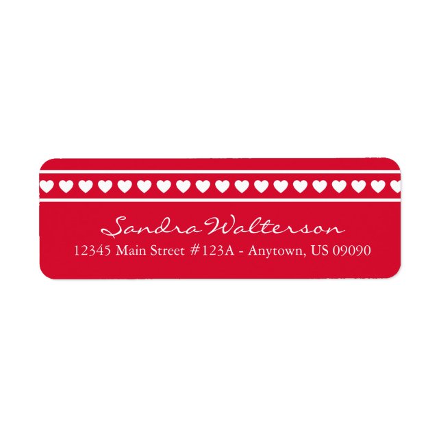 Heart Boarder Return Address Labels (Red) (Front)