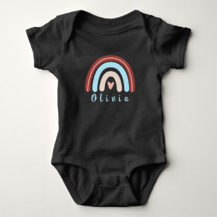 Heart Boho Rainbow with Personalised Name Baby Bodysuit