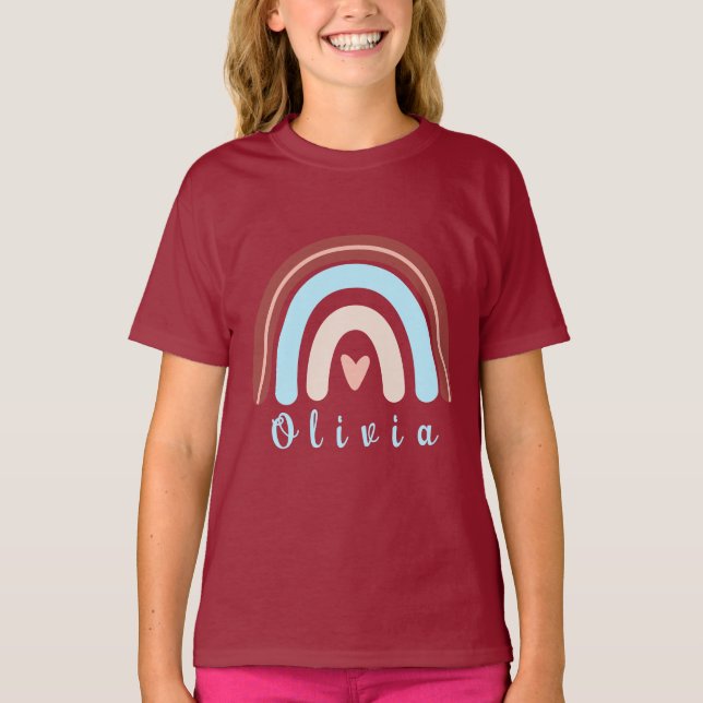 Heart Boho Rainbow with Personalised Name  T-Shirt (Front)