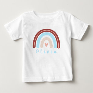 Heart Boho Rainbow with Personalized Name  Baby T-Shirt