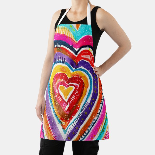 Heart boho watercolor art apron (Insitu)