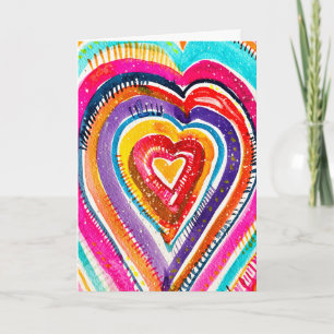 Heart boho watercolor art card