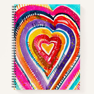 Heart boho watercolor art notebook