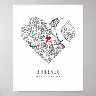 Heart Bordeaux City Map (France) Poster