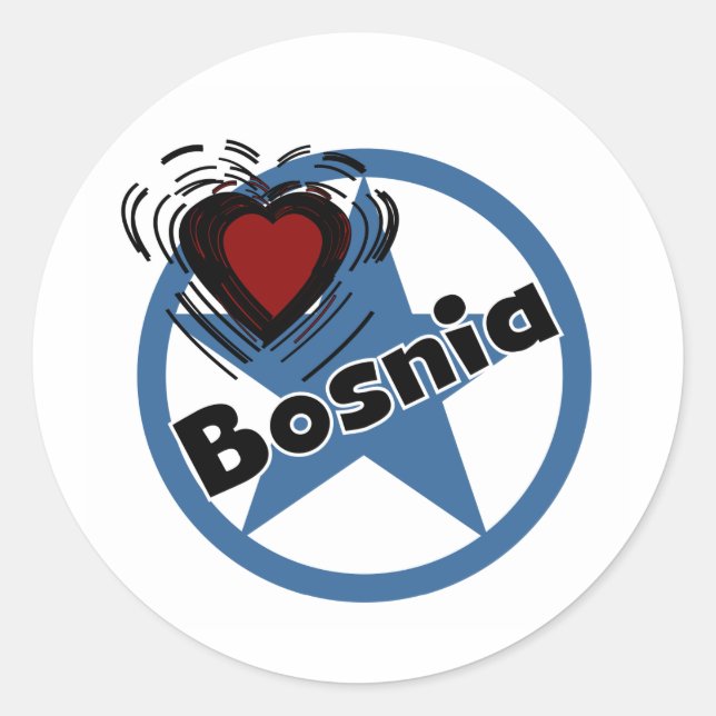 Heart Bosnia Classic Round Sticker (Front)