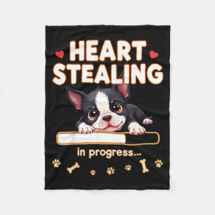 Heart Boston Terrier Dog Funny Gift Bostie Puppy Fleece Blanket
