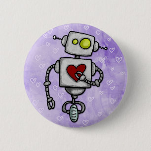 heart bot 6 cm round badge