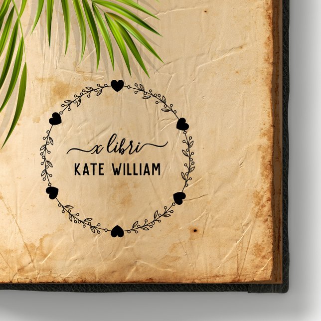 Heart Botanical Wreath ex libris stamp (Creator Uploaded)