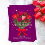 Heart Bouquet Valentine's Day Holiday Card<br><div class="desc">A cute and painterly bouquet of heart flowers makes the perfect Valentine's Day motif for sending cards with messages of love to family and friends. The back of this purple card features a custom square framed photo and personalised text for a sweet and heartfelt message of love.</div>