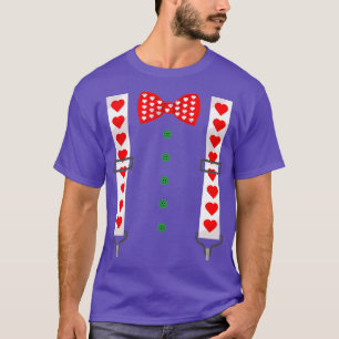 Heart Bow Tie Suspenders Costume Cute Valentines T-Shirt