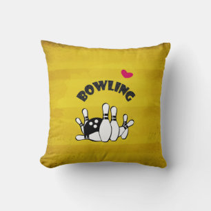 Heart Bowling - B&W Bowling Pins and Ball Cushion