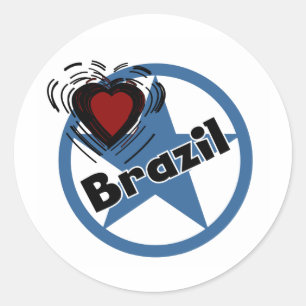 Heart Brazil Classic Round Sticker