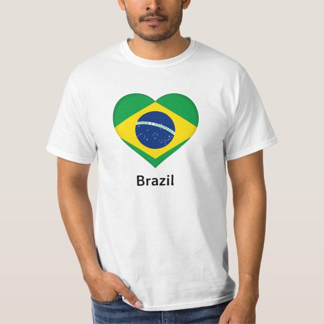 Heart - Brazil Flag T-Shirt (Front)