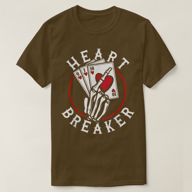 Heart Breaker Skeleton Playing Cards Poker Casino  T-Shirt (Design Front)