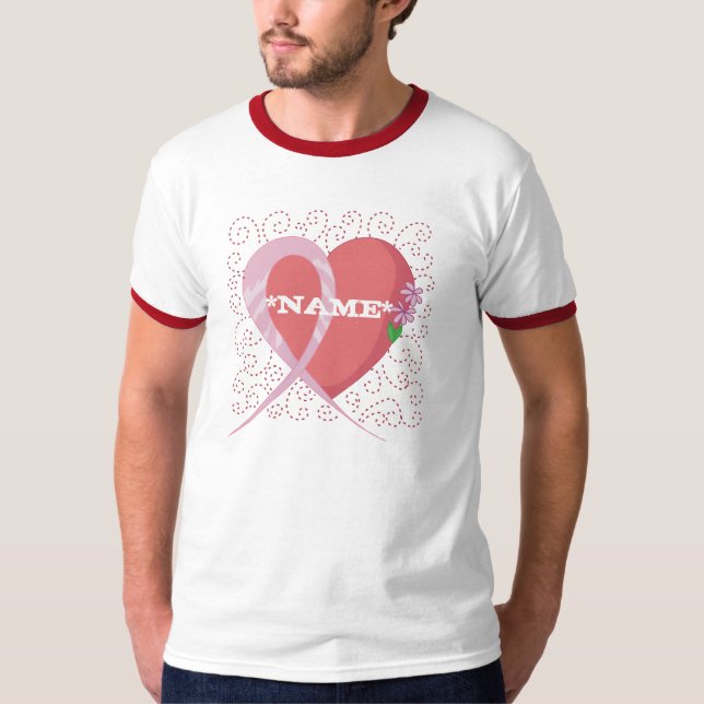Heart Breast Cancer Customisable B... - Customised T-Shirt (Front)