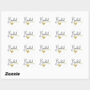 heart bridal party classic round sticker