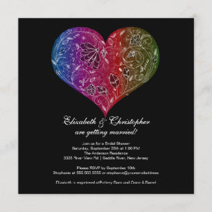 Heart Bride Bridal Shower Invitation Black