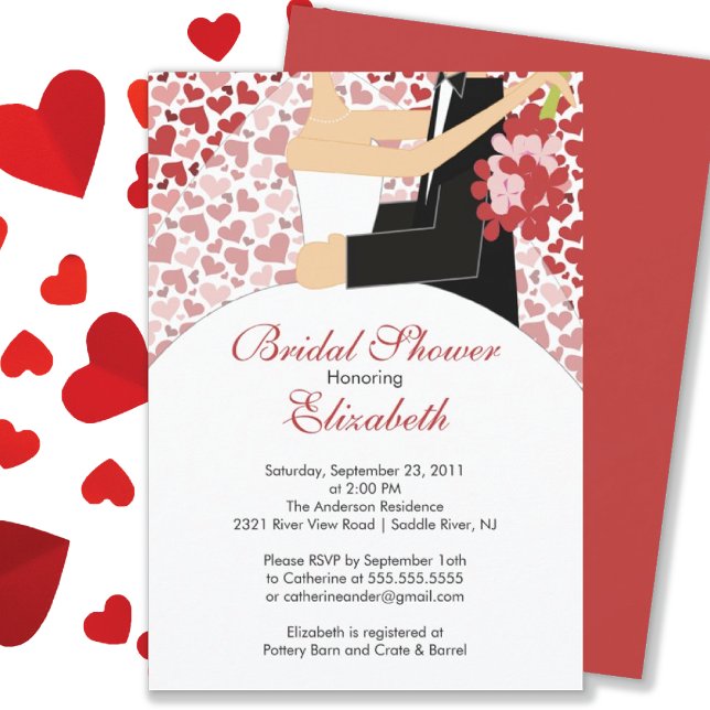 Heart Bride Bridal Shower Invitation Red Pink (Creator Uploaded)