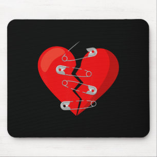 Heart-broken And Safety Pins Anti Valentine Single Mouse Pad