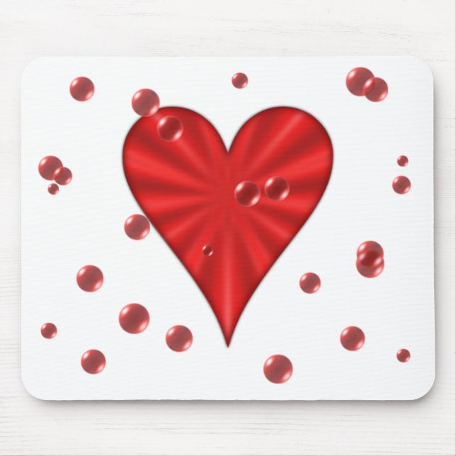 Heart & Bubbles (White) Mouse Pad (Front)