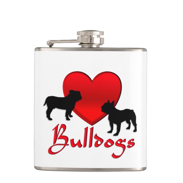 Heart Bulldogs Hip Flask (Front)
