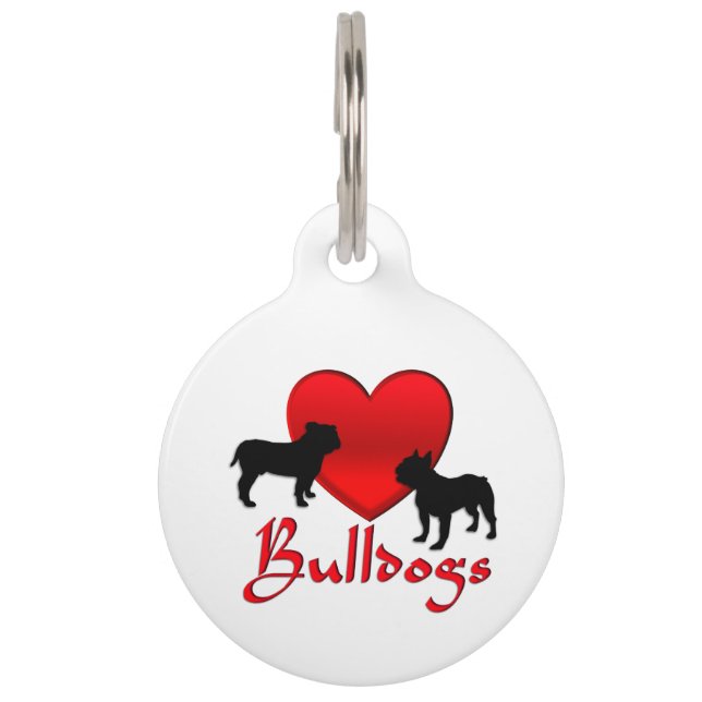 Heart Bulldogs Pet Tag (Front)