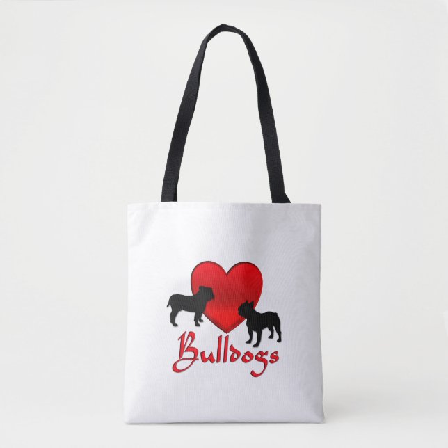 Heart Bulldogs Tote Bag (Front)