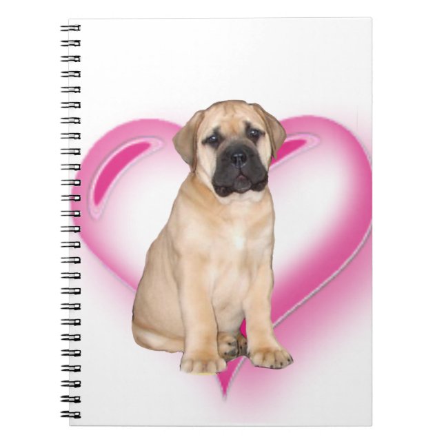 Heart Bullmastiff puppy Spiral Notebook (Front)