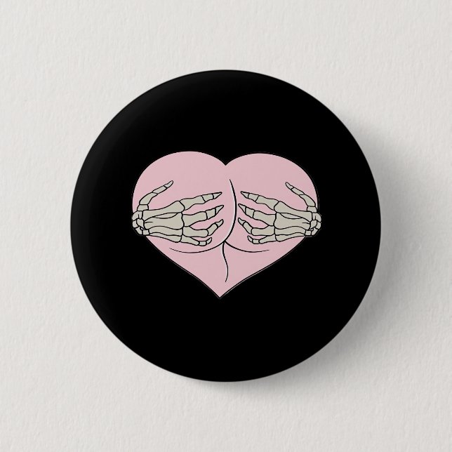 Heart Butt Hug Skeleton Hands Classic 6 Cm Round Badge (Front)