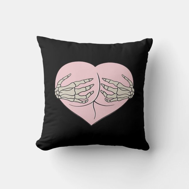 Heart Butt Hug Skeleton Hands Classic Cushion (Front)