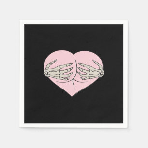 Heart Butt Hug Skeleton Hands Classic Napkin