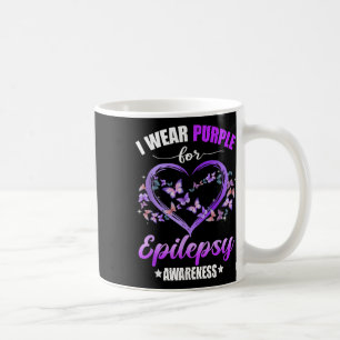 Heart Butterfly I Wear Purple For Epilepsy Awarene Coffee Mug