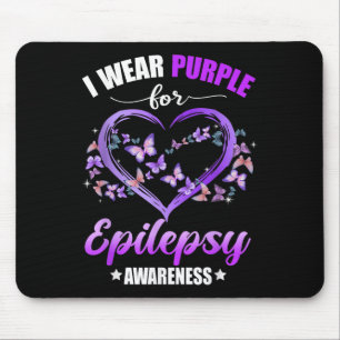 Heart Butterfly I Wear Purple For Epilepsy Mouse Pad